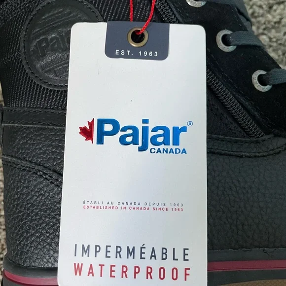 NWT Pajar Canada Black Waterproof Winter Lace-Up Boots Red Accents Men’s New - Picture 9 of 11